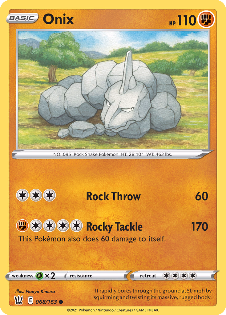 Onix Pokemon card (068/163, Battle Styles)