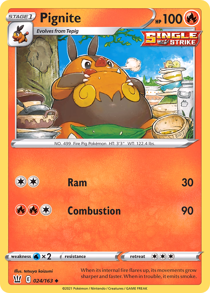 Pignite Pokemon card (024/163, Battle Styles)