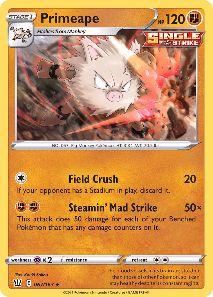 Primeape Pokemon card (067/163, Battle Styles)