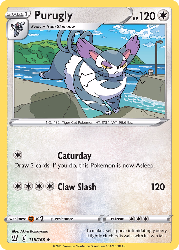 Purugly Pokemon card (116/163, Battle Styles)
