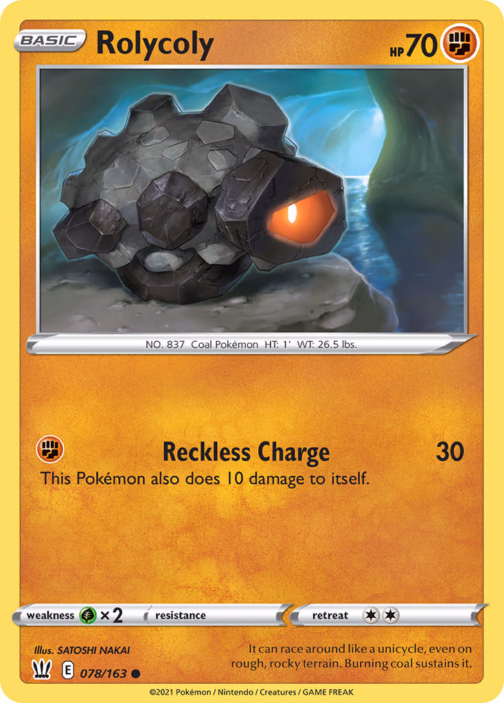 Rolycoly Pokemon card (078/163, Battle Styles)