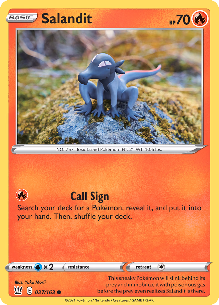 Salandit Pokemon card (027/163, Battle Styles)