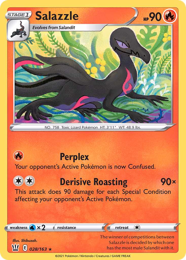 Salazzle Pokemon card (028/163, Battle Styles)