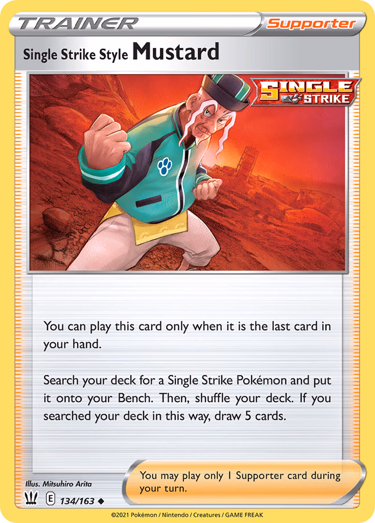 Single Strike Style Mustard Pokemon card (134/163, Battle Styles)
