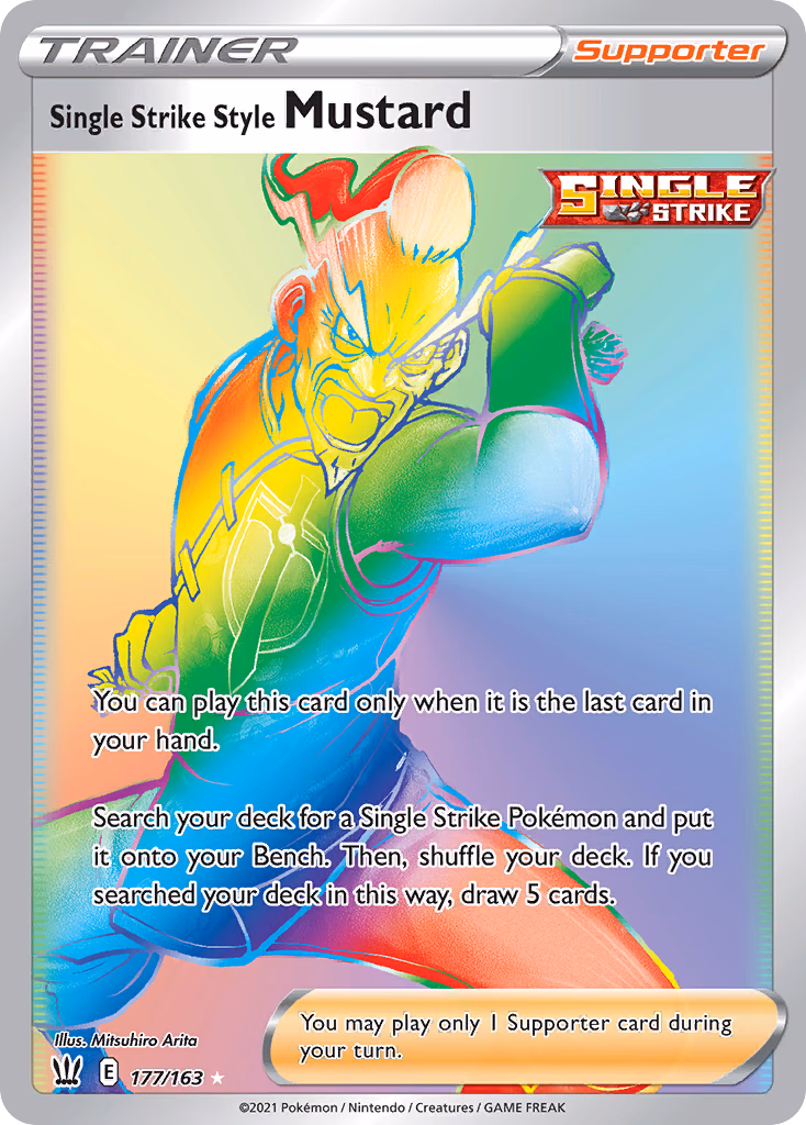 Single Strike Style Mustard Pokemon card (177/163, Battle Styles)
