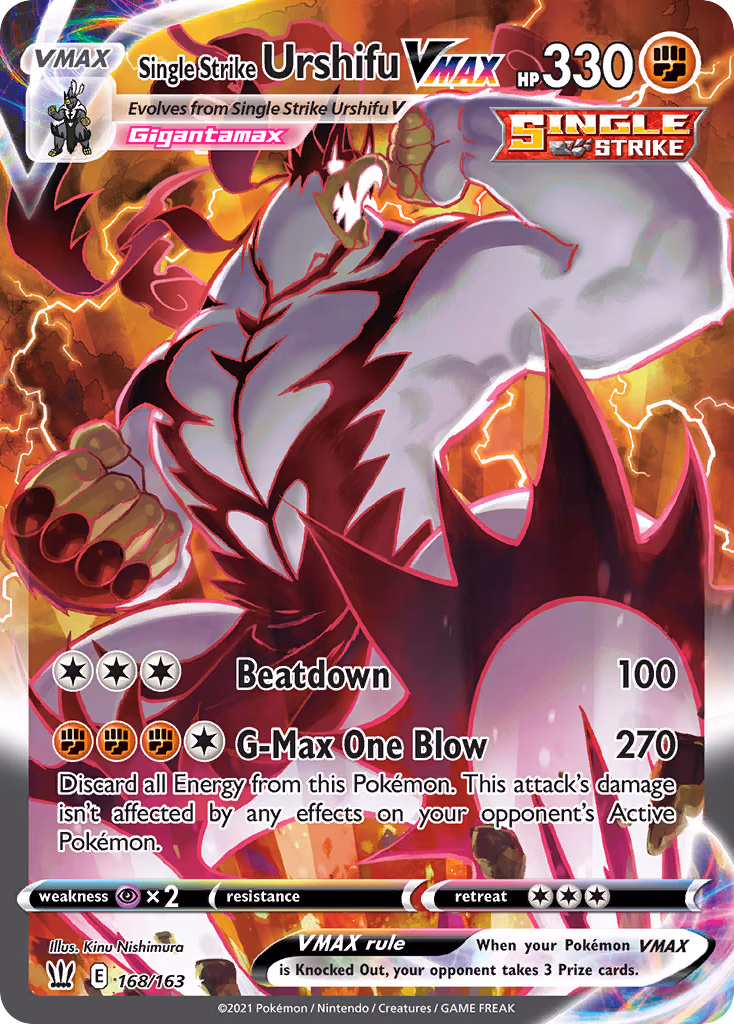 Single Strike Urshifu VMAX Pokemon card (168/163, Battle Styles)