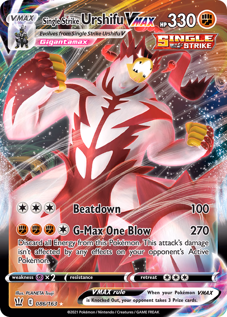 Single Strike Urshifu VMAX Pokemon card (086/163, Battle Styles)