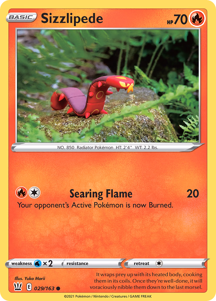 Sizzlipede Pokemon card (029/163, Battle Styles)