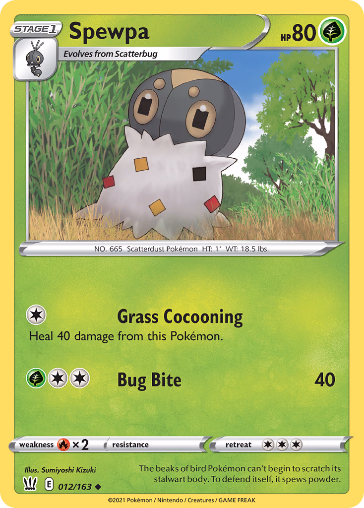 Spewpa Pokemon card (012/163, Battle Styles)