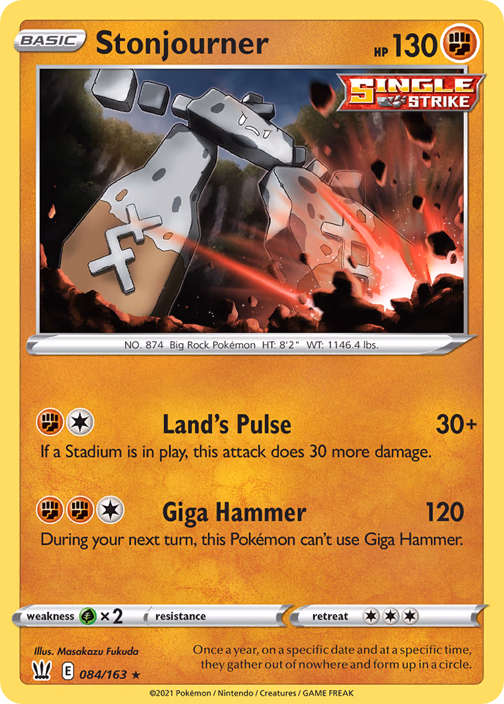 Stonjourner Pokemon card (084/163, Battle Styles)