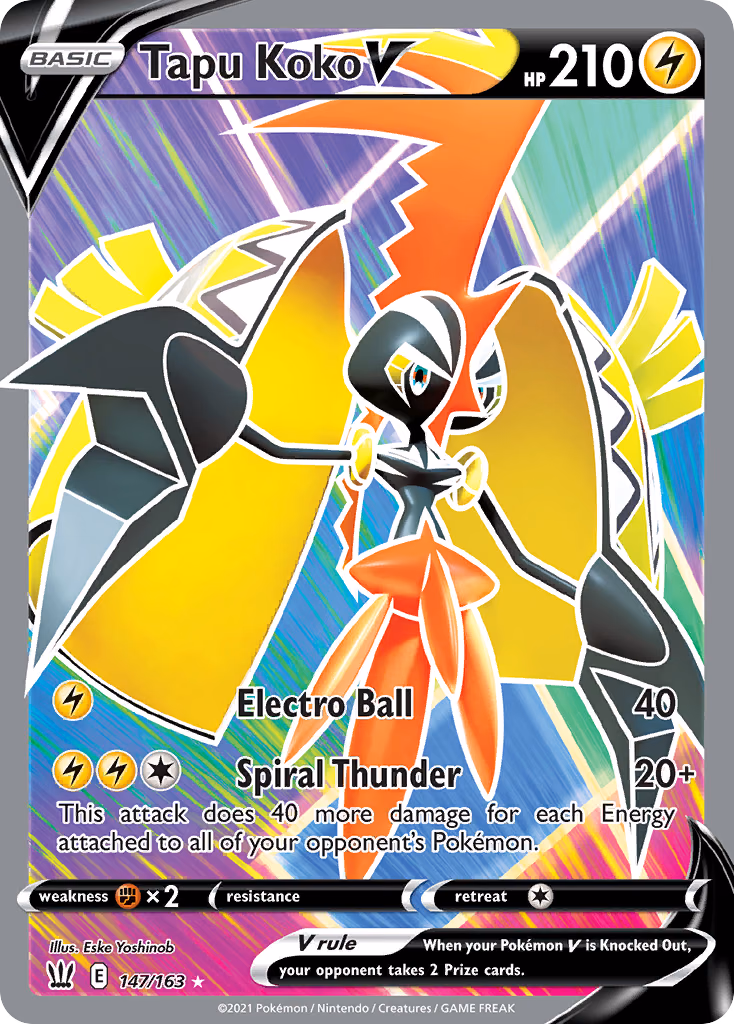 Tapu Koko V Pokemon card (147/163, Battle Styles)