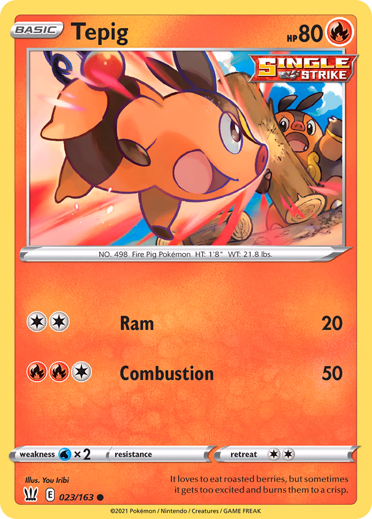 Tepig Pokemon card (023/163, Battle Styles)