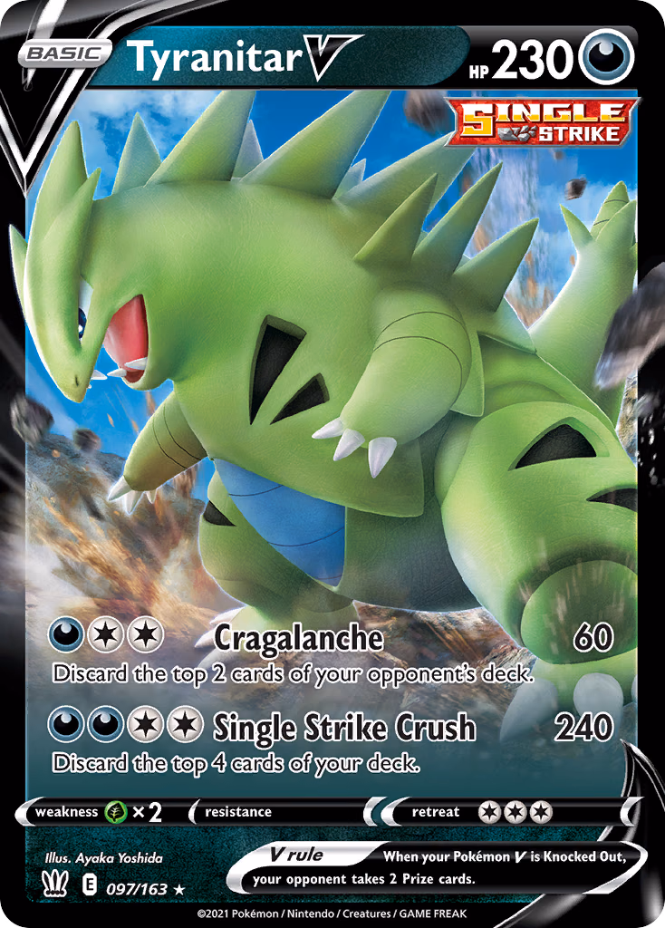 Tyranitar V Pokemon card (097/163, Battle Styles)