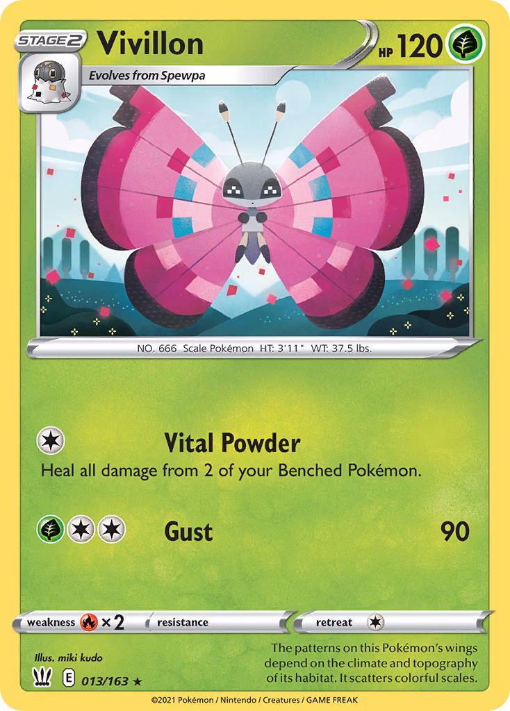 Vivillon Pokemon card (013/163, Battle Styles)