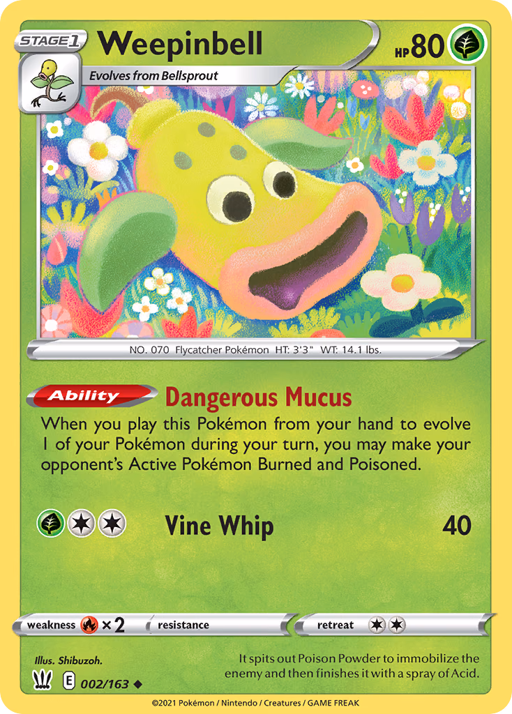Weepinbell Pokemon card (002/163, Battle Styles)