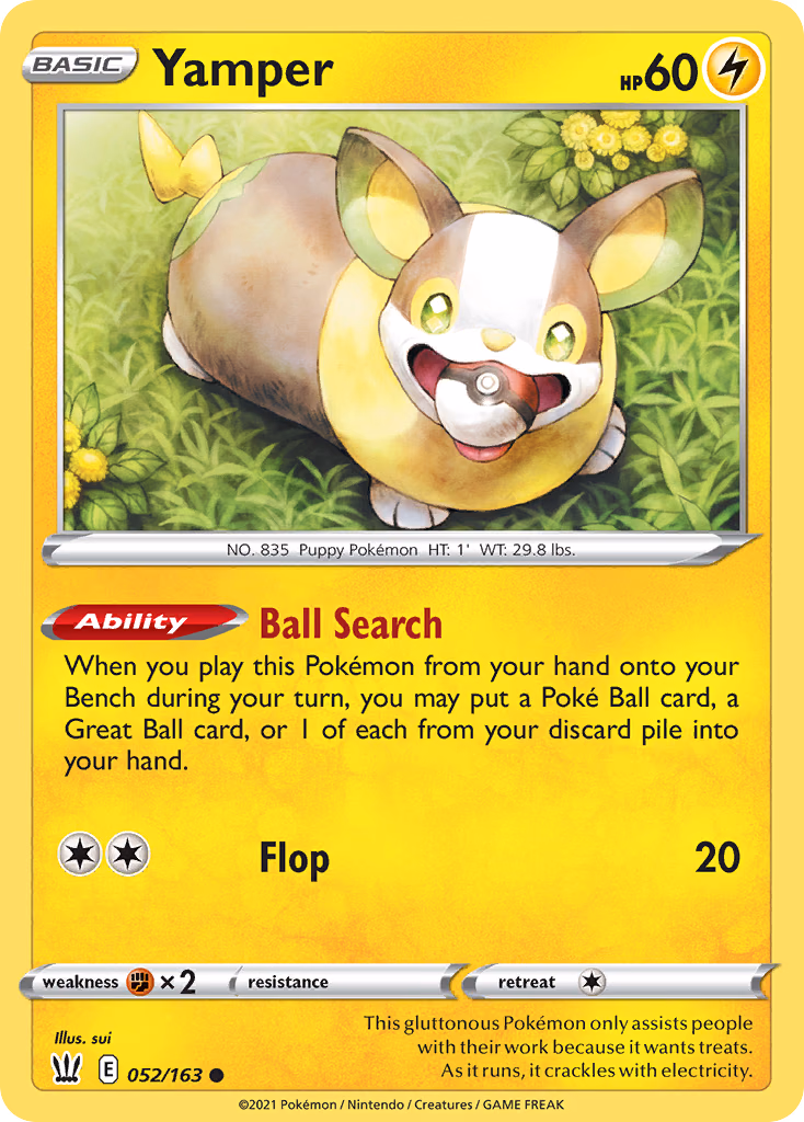 Yamper Pokemon card (052/163, Battle Styles)