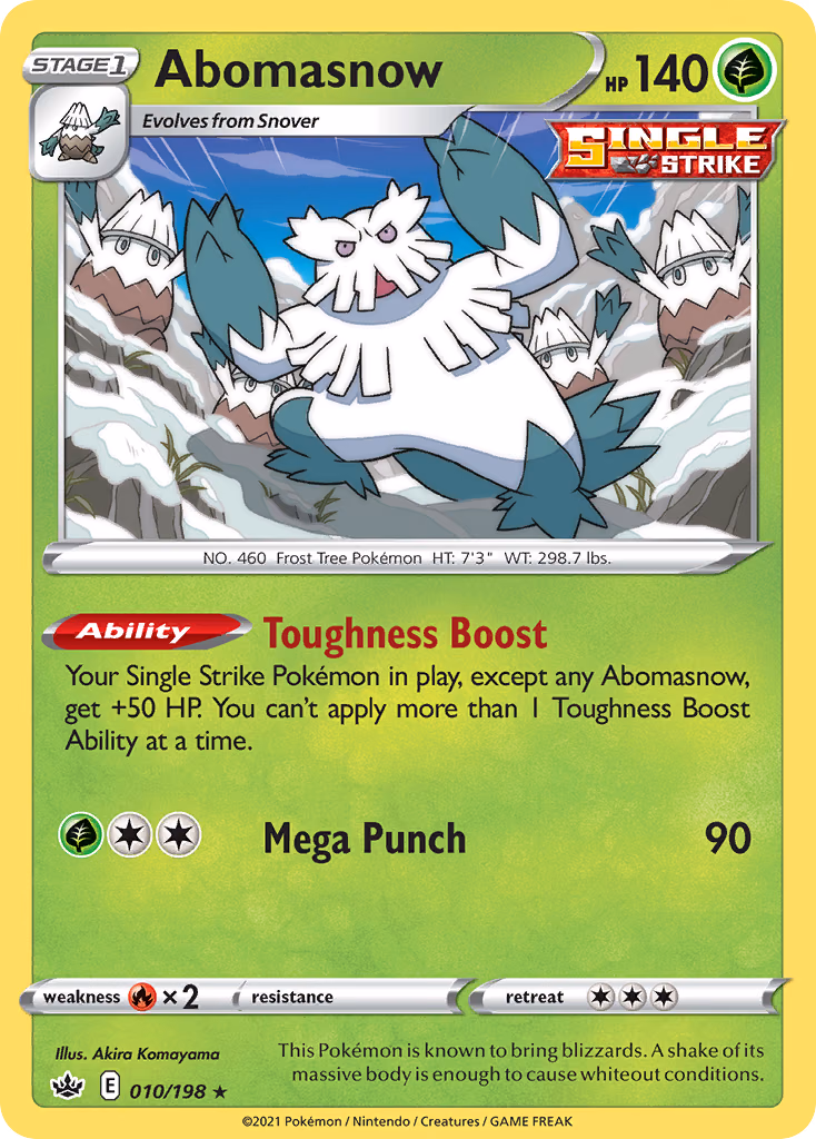 Abomasnow Pokemon card (010/198, Chilling Reign)