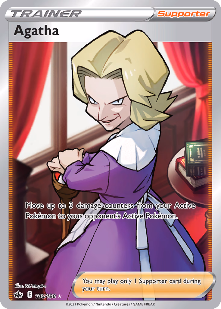 Agatha Pokemon card (186/198, Chilling Reign)