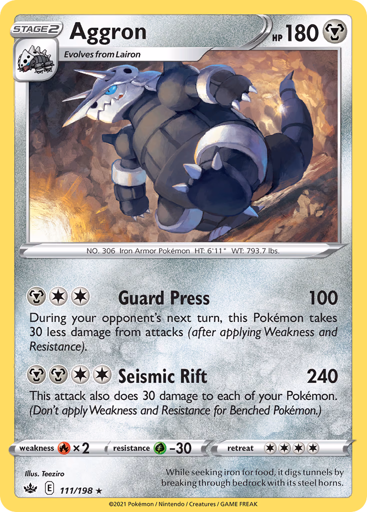 Aggron Pokemon card (111/198, Chilling Reign)