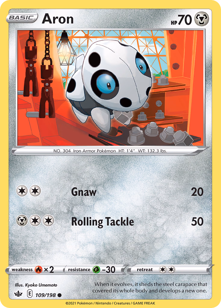 Aron Pokemon card (109/198, Chilling Reign)