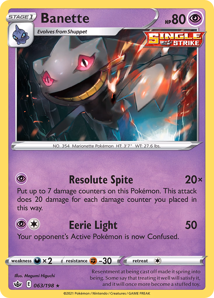Banette Pokemon card (063/198, Chilling Reign)