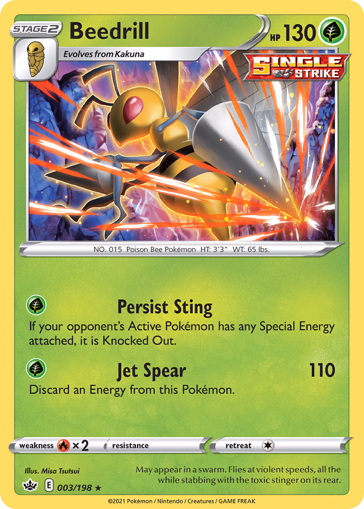 Beedrill Pokemon card (003/198, Chilling Reign)