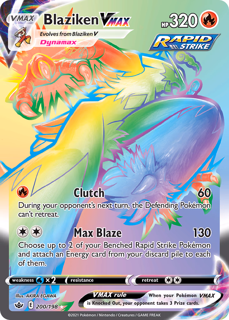 Blaziken VMAX Pokemon card (200/198, Chilling Reign)