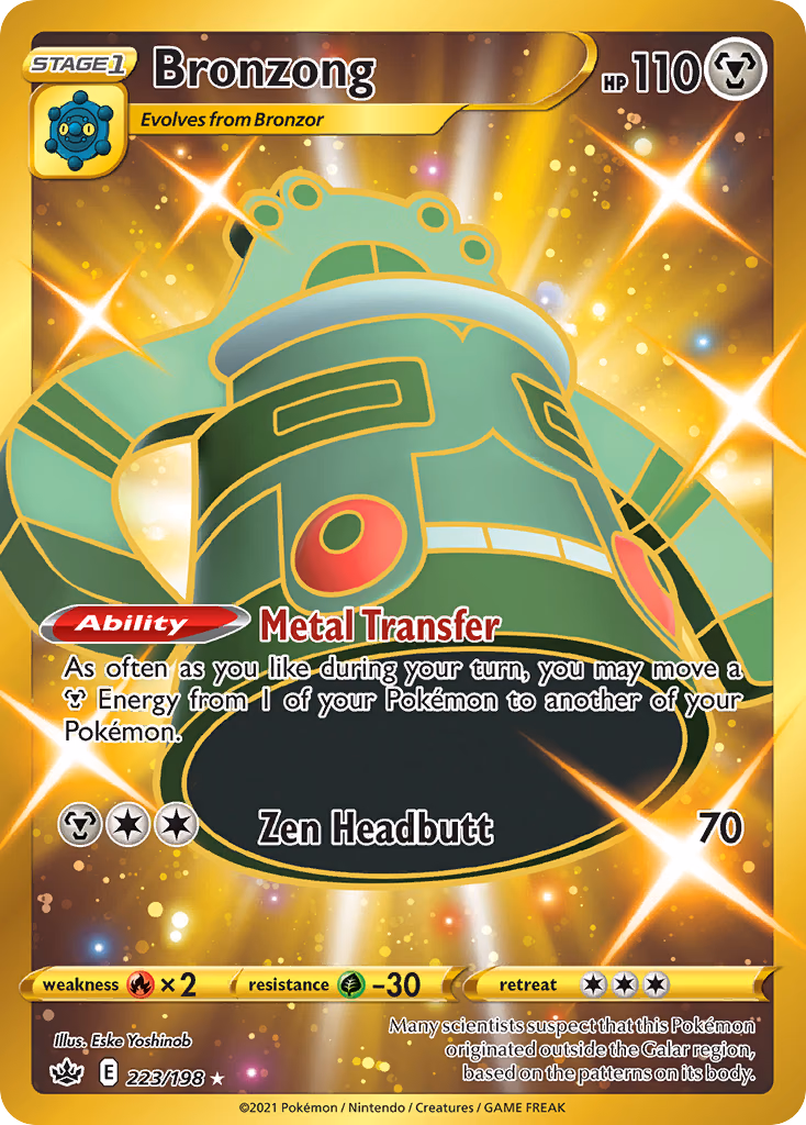 Bronzong Pokemon card (223/198, Chilling Reign)