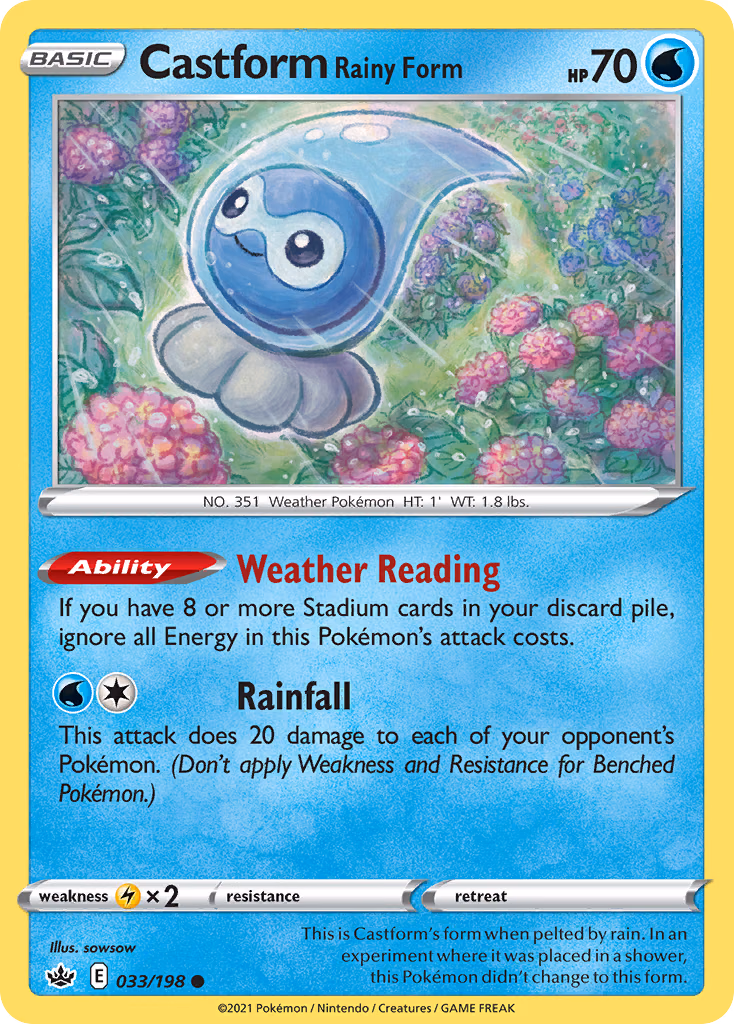 Castform Rainy Form Pokemon card (033/198, Chilling Reign)