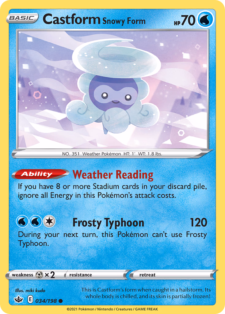Castform Snowy Form Pokemon card (034/198, Chilling Reign)