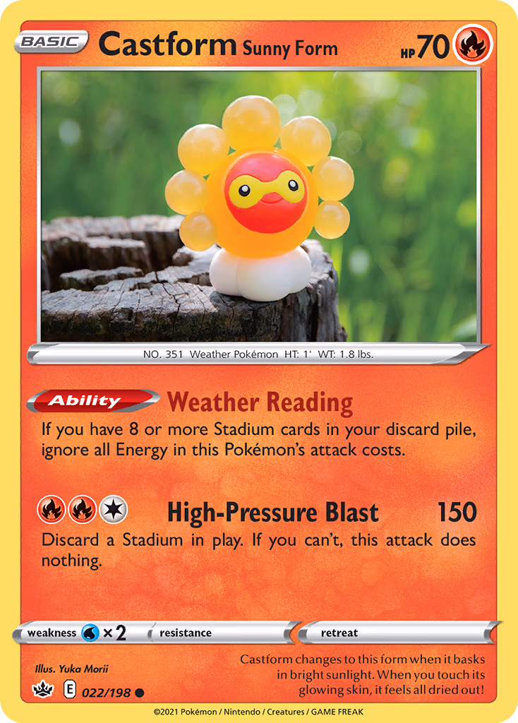 Castform Sunny Form Pokemon card (022/198, Chilling Reign)