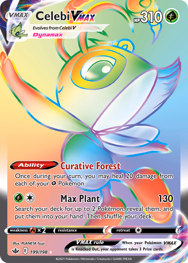 Celebi VMAX Pokemon card (199/198, Chilling Reign)