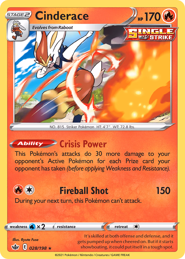 Cinderace Pokemon card (028/198, Chilling Reign)