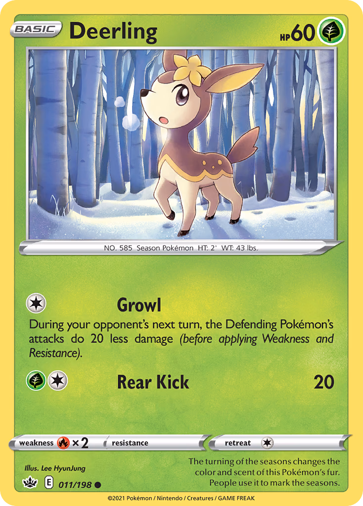 Deerling Pokemon card (011/198, Chilling Reign)