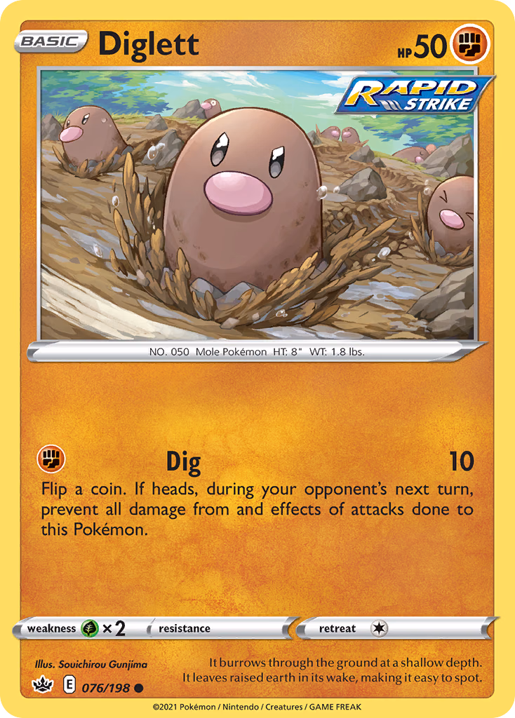 Diglett Pokemon card (076/198, Chilling Reign)