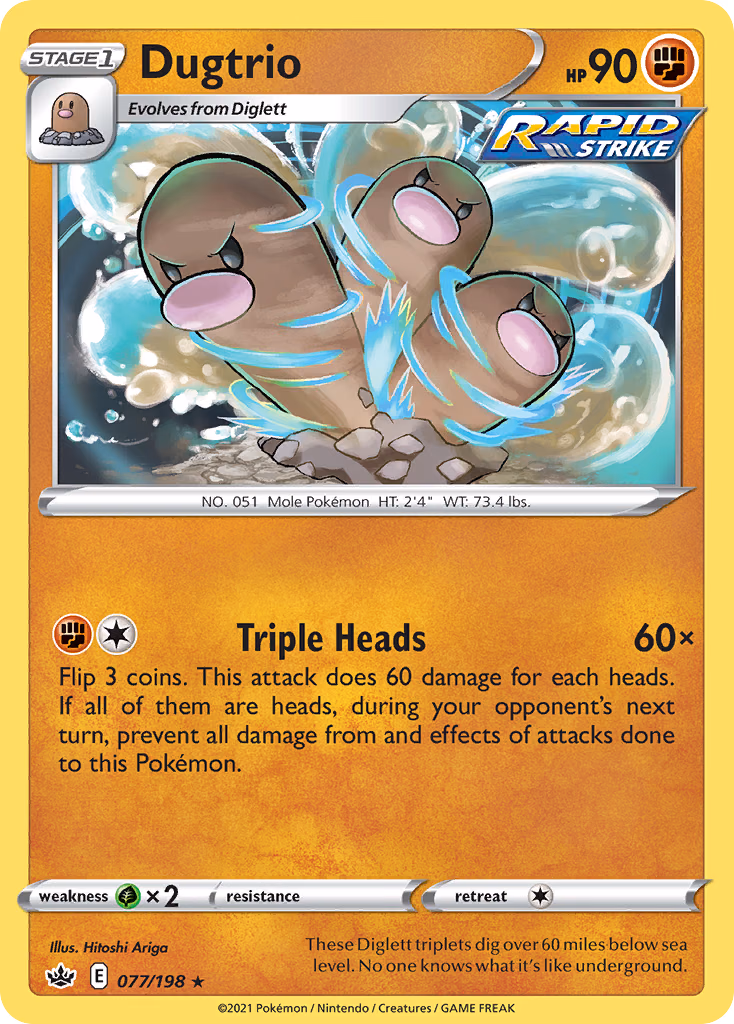 Dugtrio Pokemon card (077/198, Chilling Reign)
