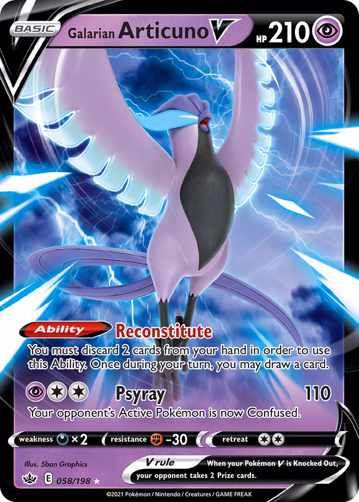 Galarian Articuno V Pokemon card (058/198, Chilling Reign)