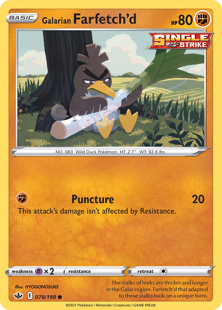 Galarian Farfetch'd Pokemon card (078/198, Chilling Reign)