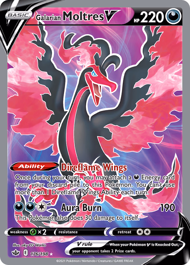 Galarian Moltres V Pokemon card (176/198, Chilling Reign)