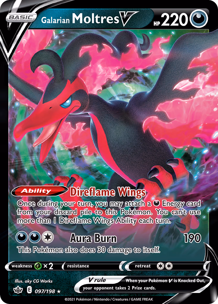 Galarian Moltres V Pokemon card (097/198, Chilling Reign)