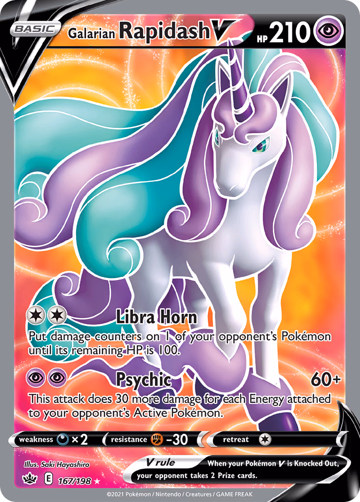 Galarian Rapidash V Pokemon card (167/198, Chilling Reign)