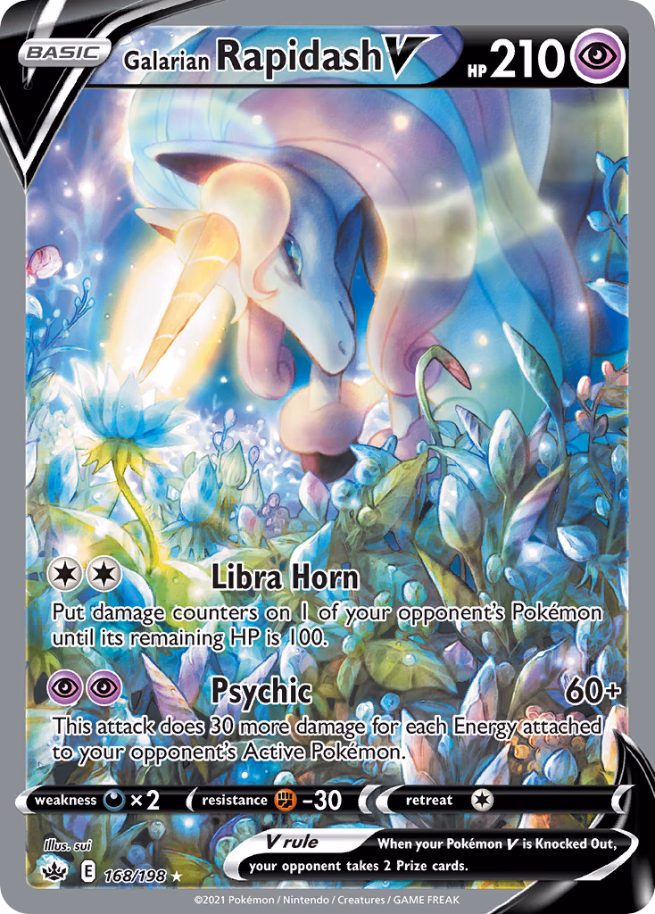 Galarian Rapidash V Pokemon card (168/198, Chilling Reign)