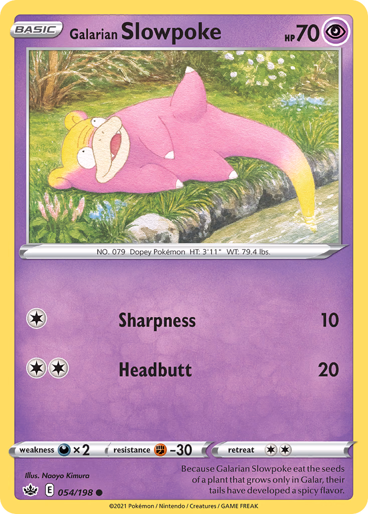 Galarian Slowpoke Pokemon card (054/198, Chilling Reign)