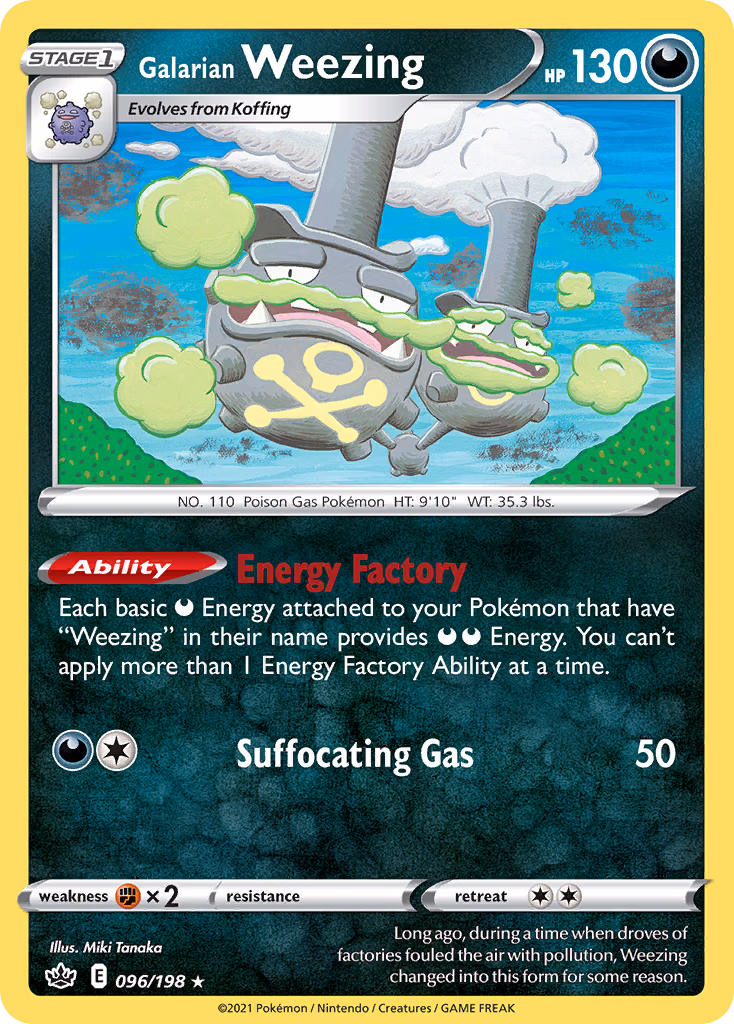Galarian Weezing Pokemon card (096/198, Chilling Reign)