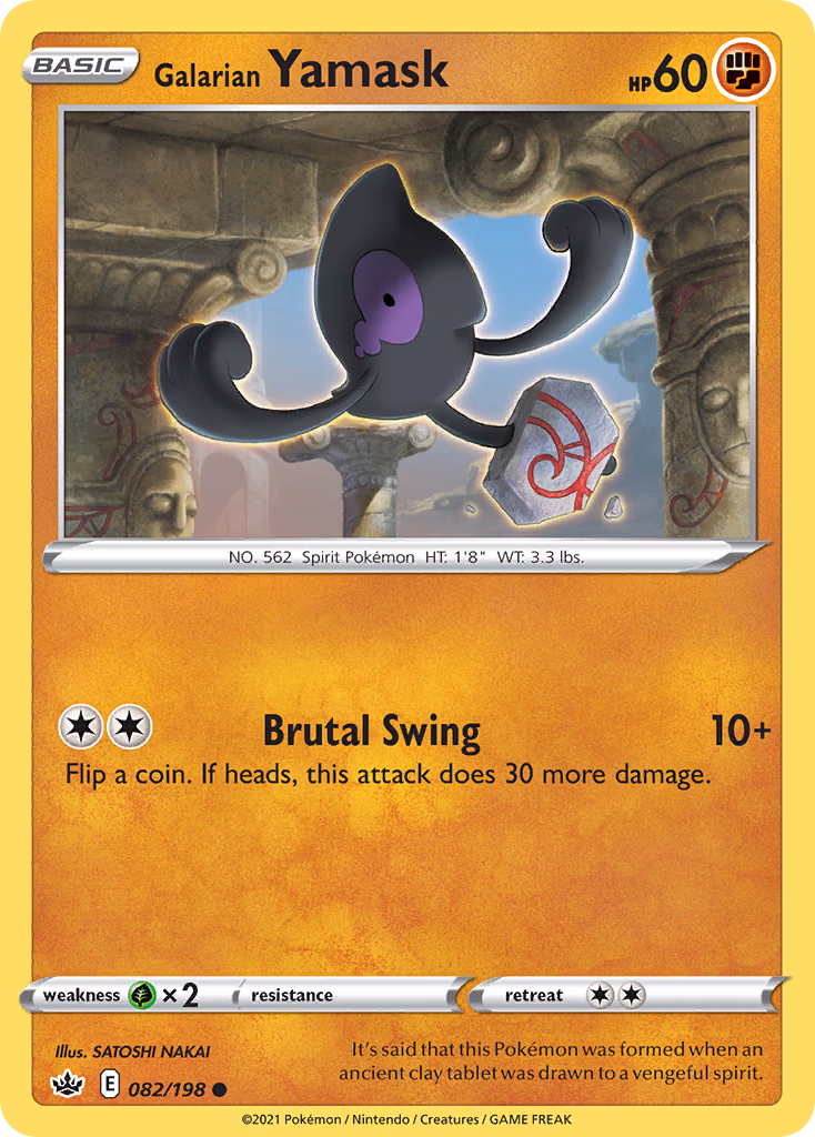 Galarian Yamask Pokemon card (082/198, Chilling Reign)