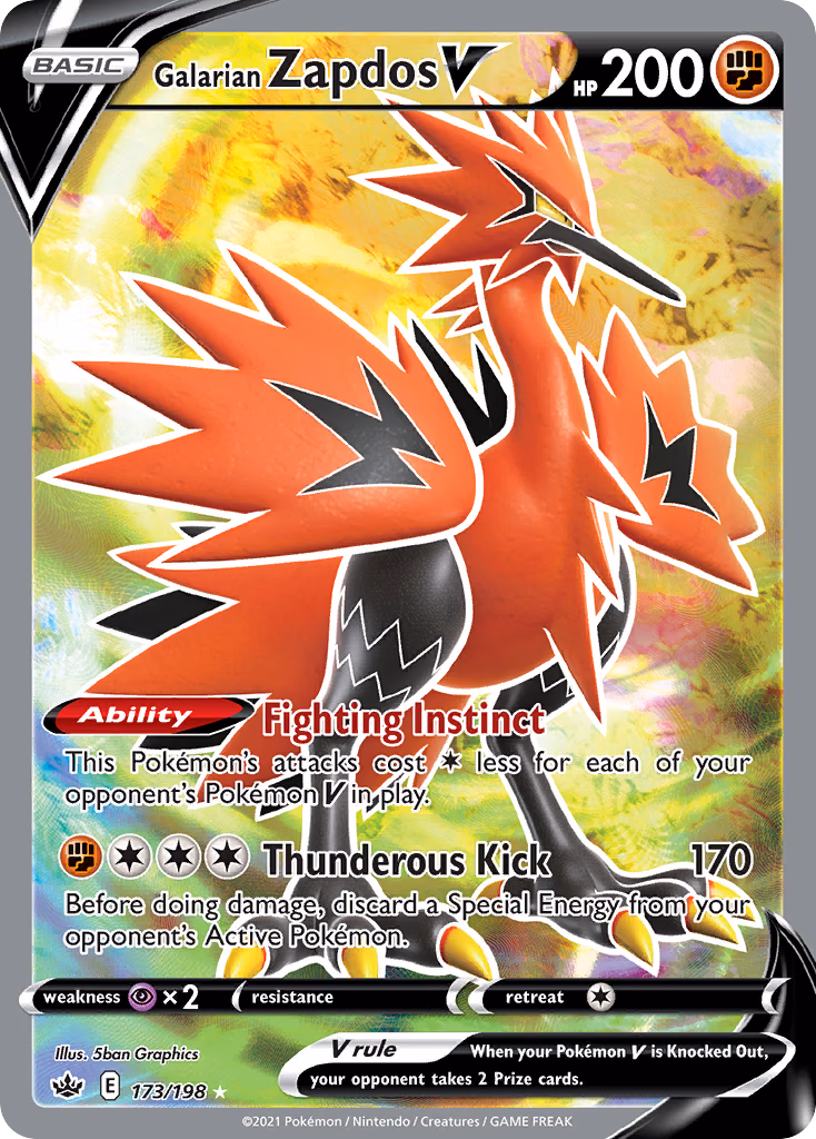 Galarian Zapdos V Pokemon card (173/198, Chilling Reign)