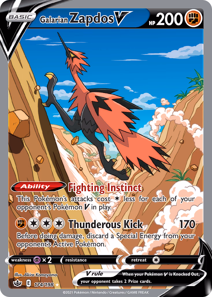 Galarian Zapdos V Pokemon card (174/198, Chilling Reign)
