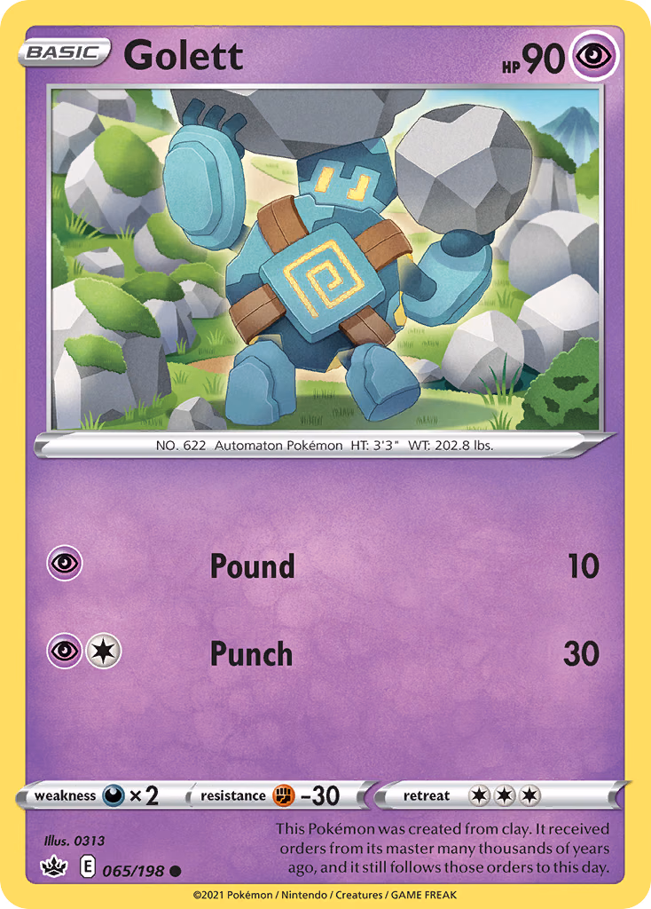Golett Pokemon card (065/198, Chilling Reign)
