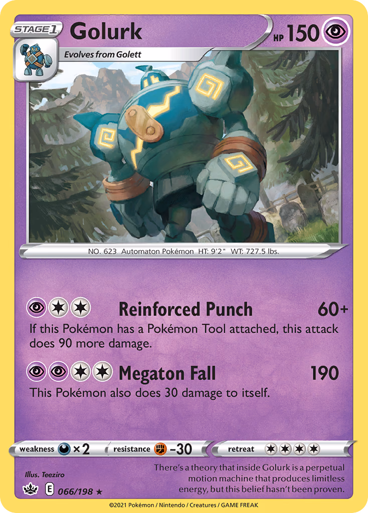 Golurk Pokemon card (066/198, Chilling Reign)