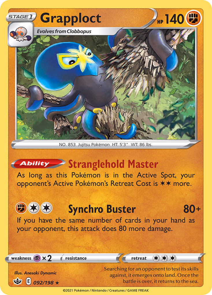 Grapploct Pokemon card (092/198, Chilling Reign)
